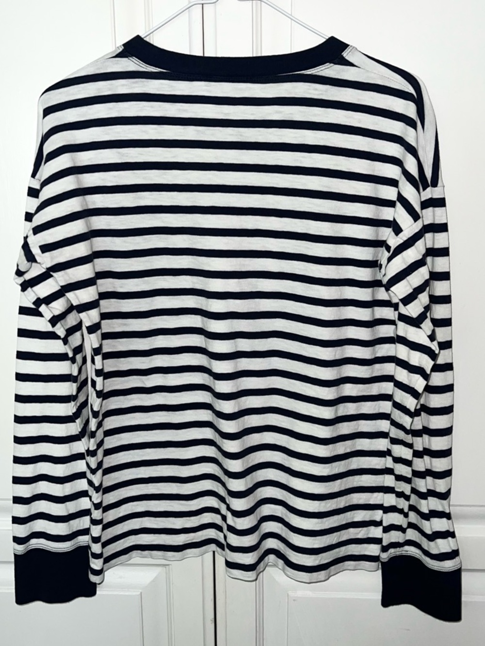 J.Crew Navy White Breton Stripe Long Sleeve Cotton Tee Shirt XS Classic - Picture 3 of 7